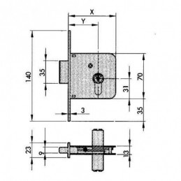 CERRADURA EMBUTIR 601-60 HL
